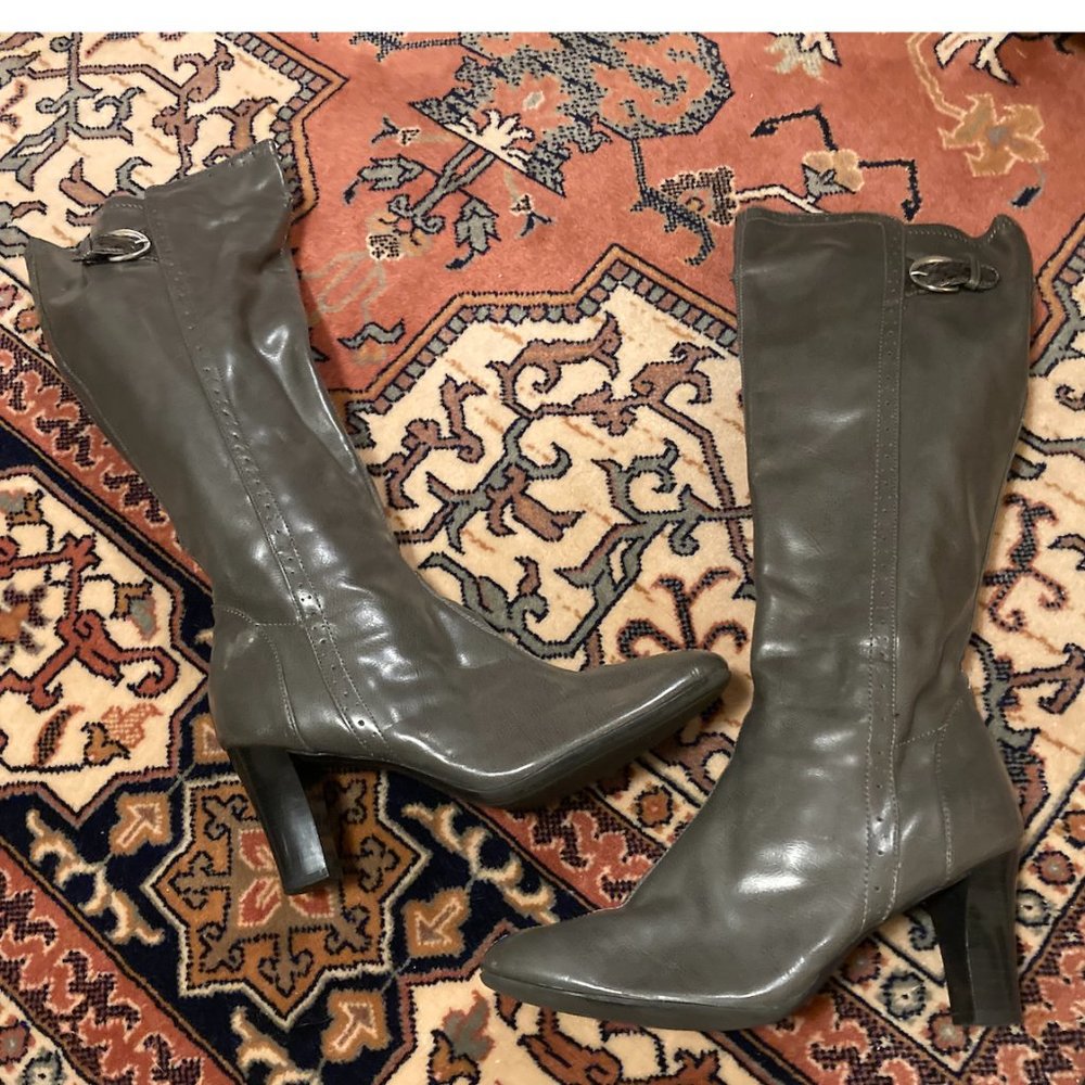 Studio Works Boots Maggie Gray Tall Knee-high Grey boot with Heel 8.5